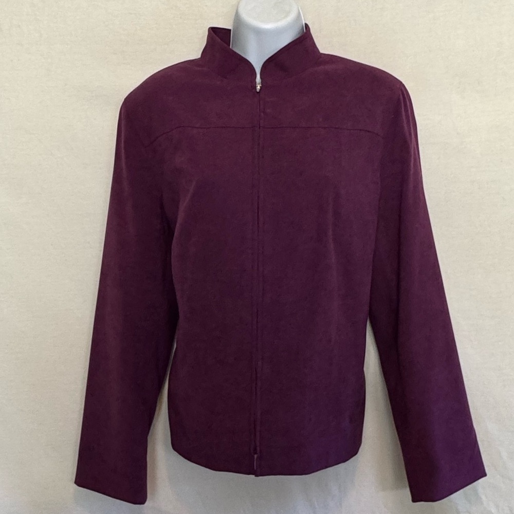 A-89 Breckenridge Vintage Purple‎ Lined Zip Up Suit Jacket Size 8